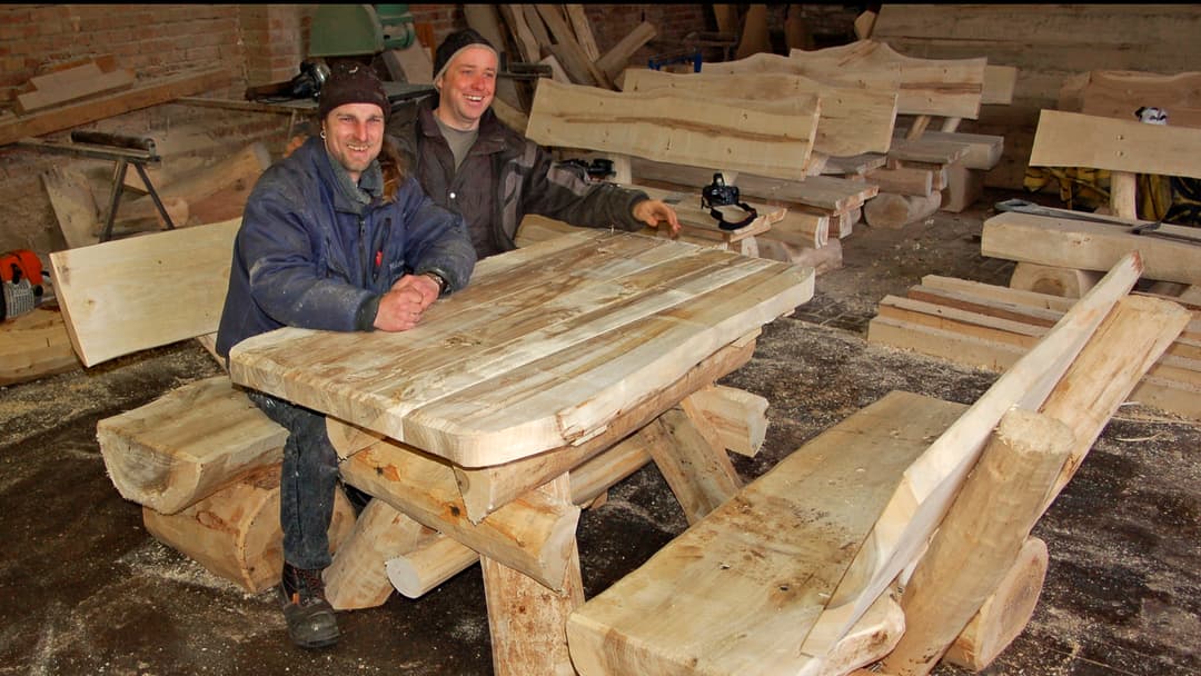 Geschafft! Rustikale Sitzgruppe